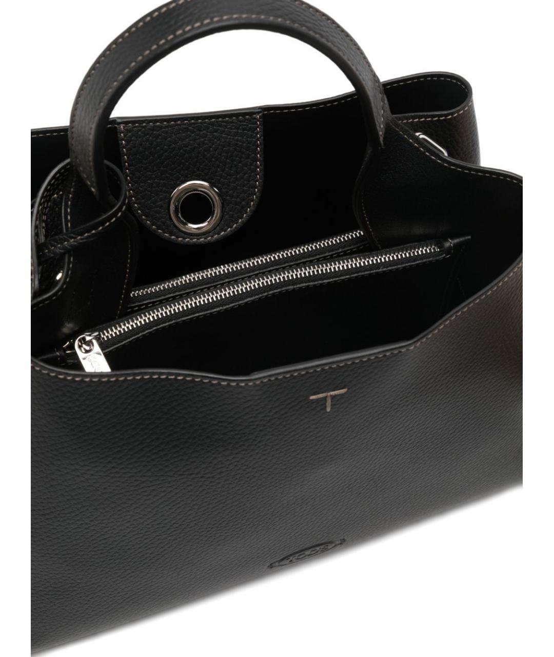TOD'S Черная кожаная сумка тоут, фото 2