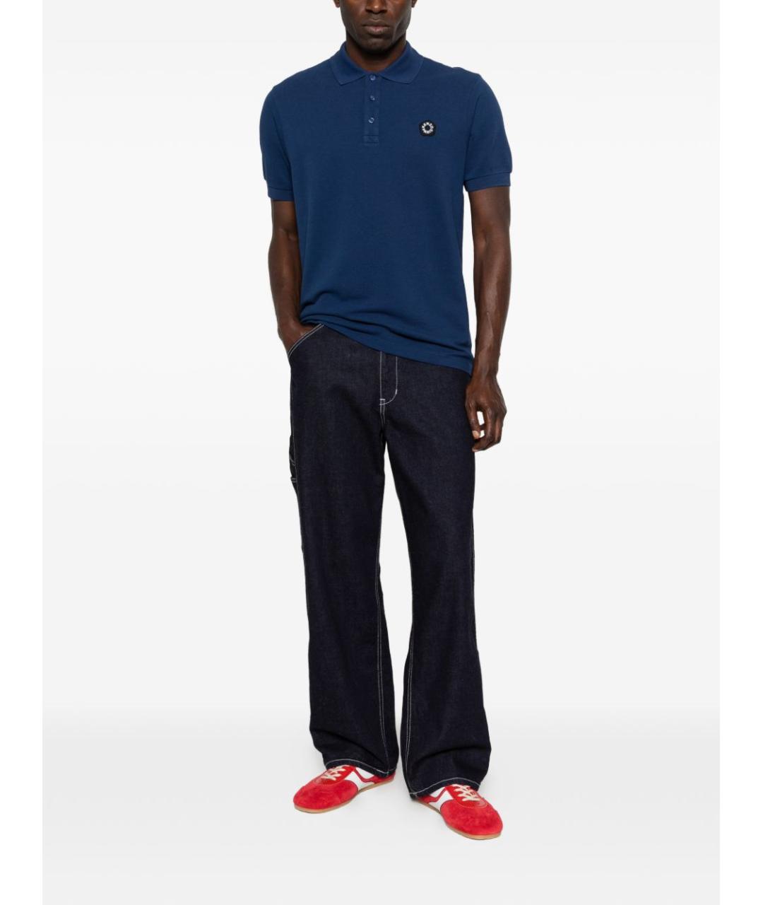 KENZO Синее хлопковое поло с коротким рукавом, фото 4