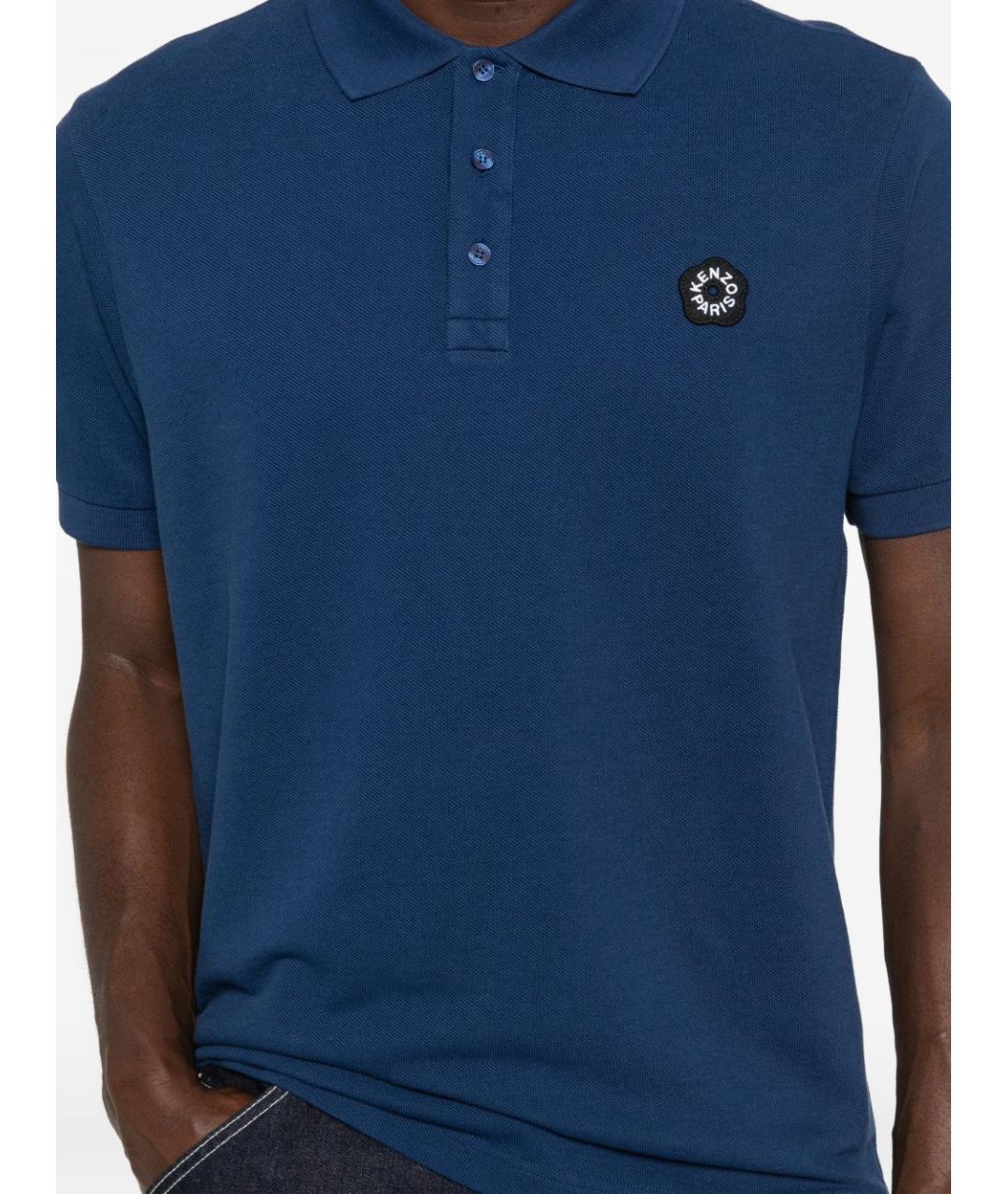 KENZO Синее хлопковое поло с коротким рукавом, фото 5