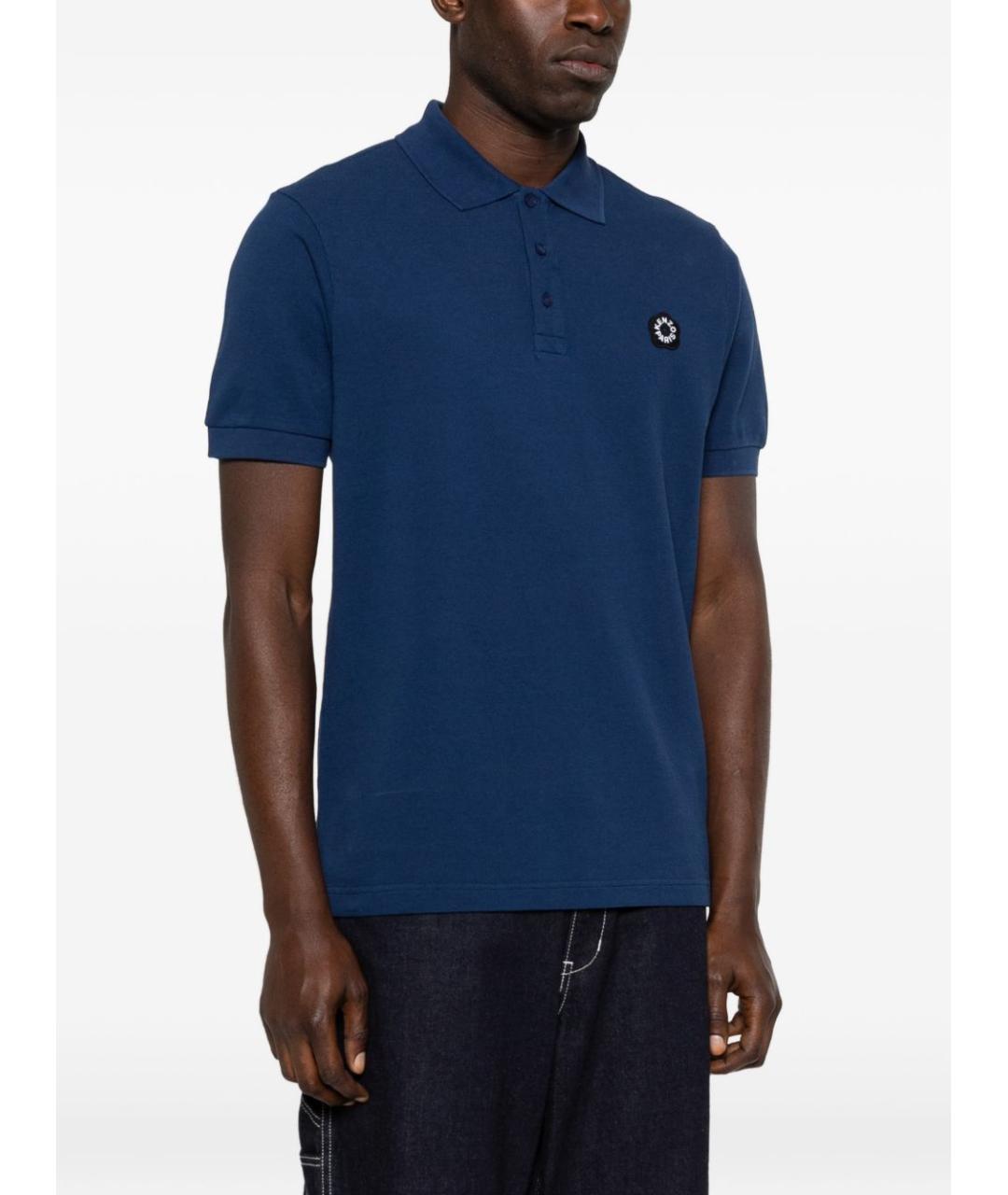 KENZO Синее хлопковое поло с коротким рукавом, фото 2