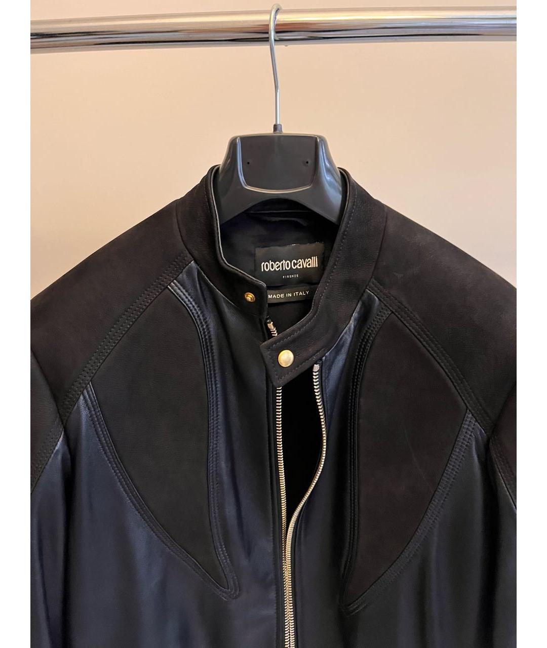 ROBERTO CAVALLI Черная кожаная куртка, фото 2