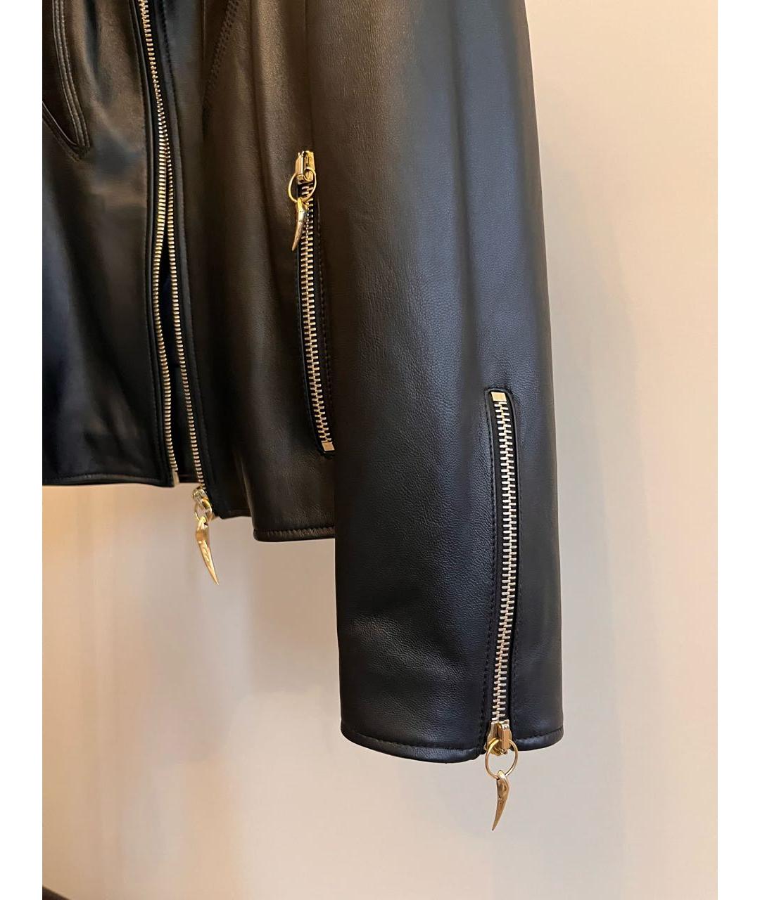ROBERTO CAVALLI Черная кожаная куртка, фото 4