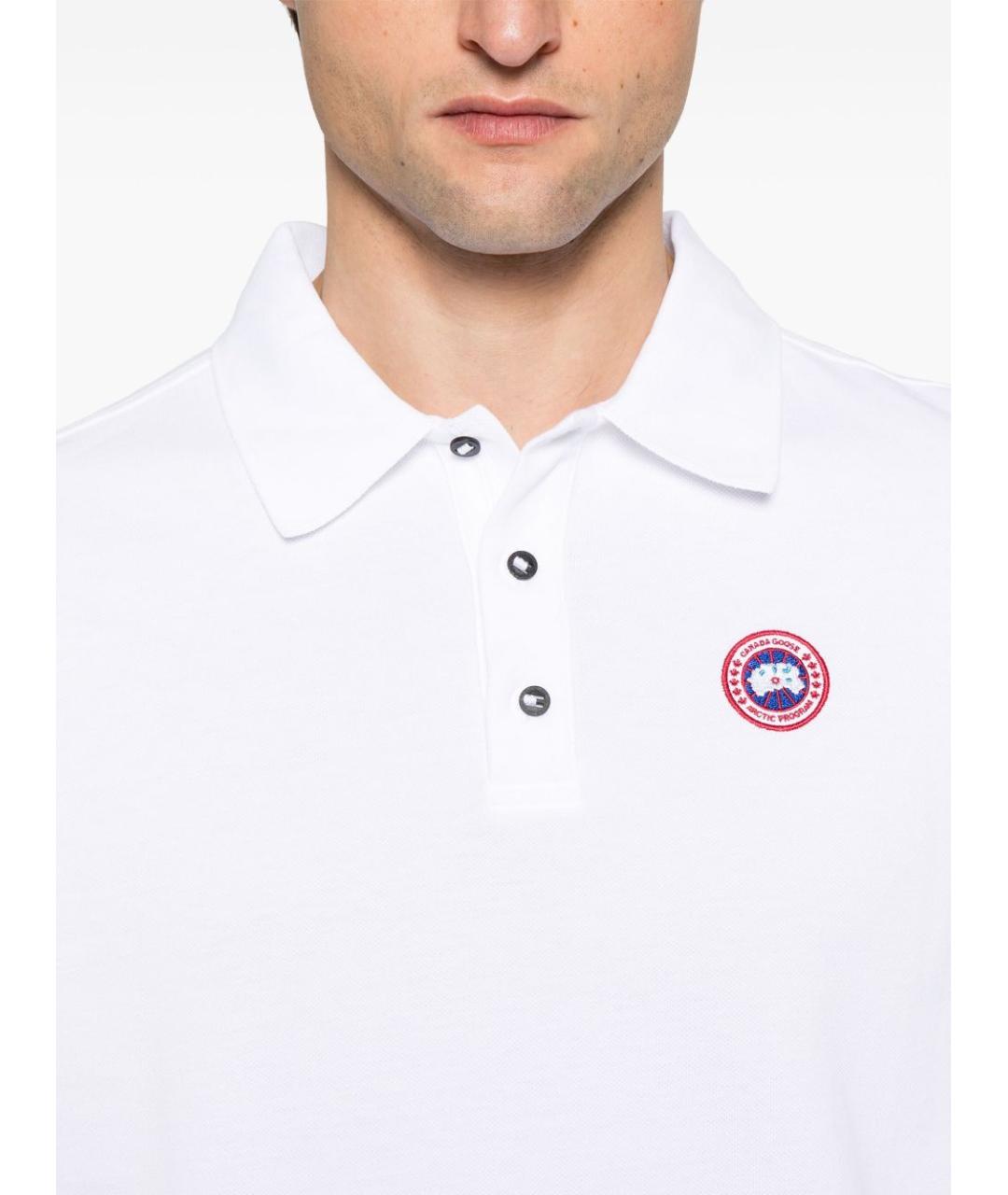 CANADA GOOSE Белое хлопковое поло с коротким рукавом, фото 3