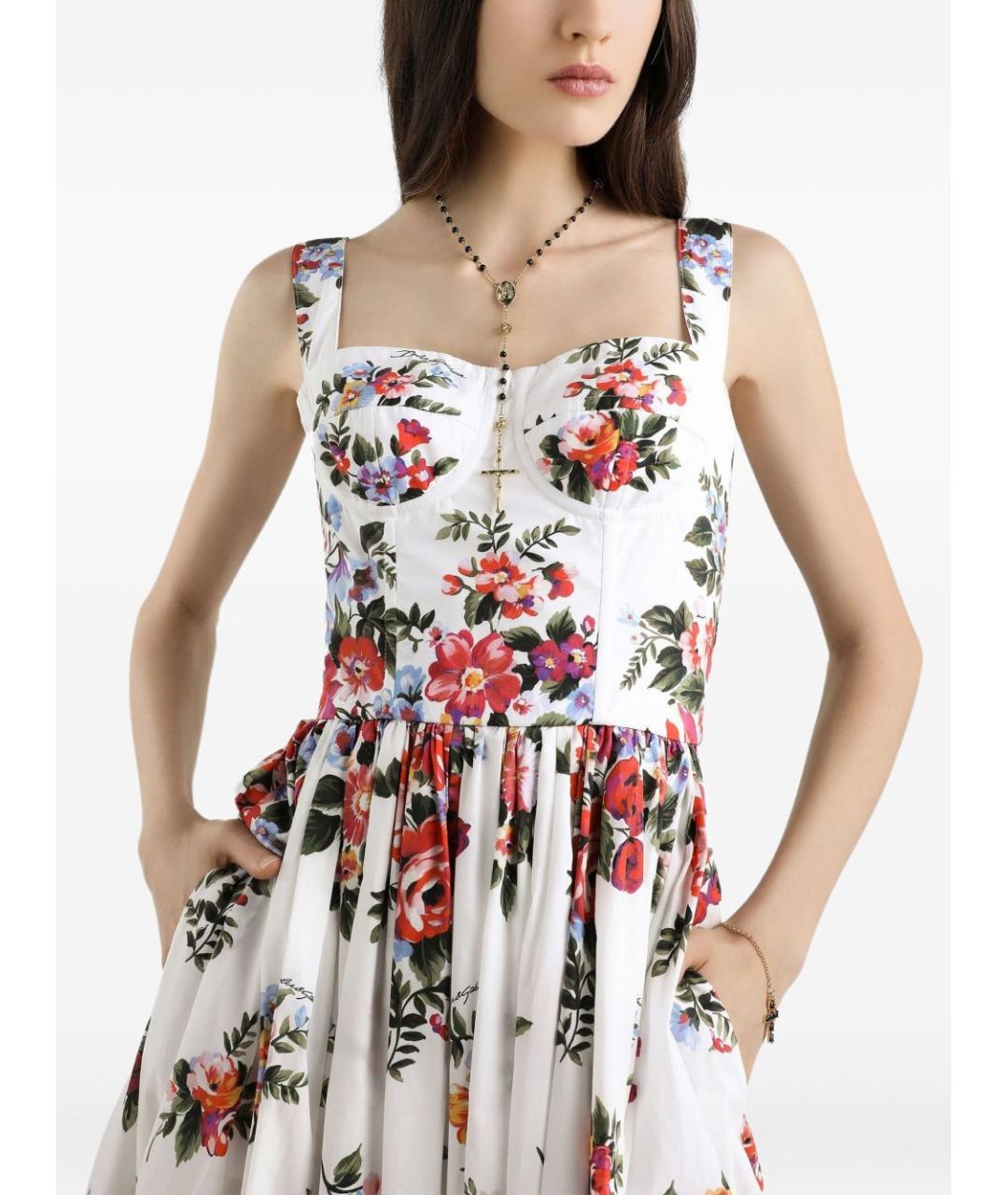 DOLCE&GABBANA Белое хлопковое повседневное платье, фото 4