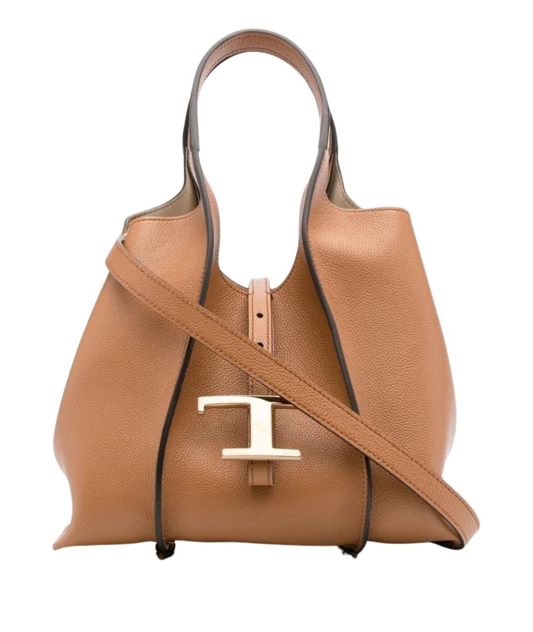 TOD'S Бежевая кожаная сумка тоут, фото 1