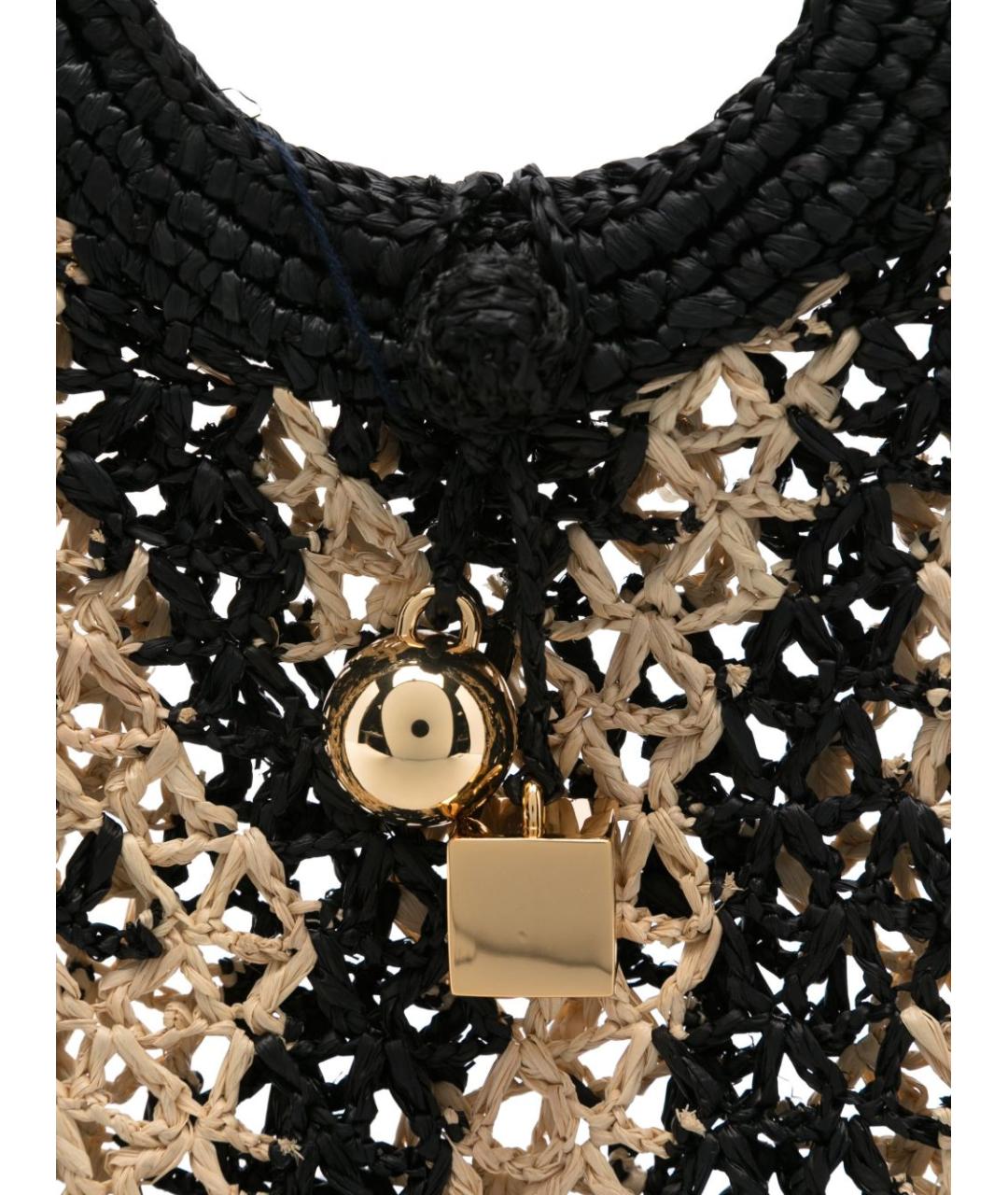 JACQUEMUS Черная пелетеная сумка тоут, фото 2