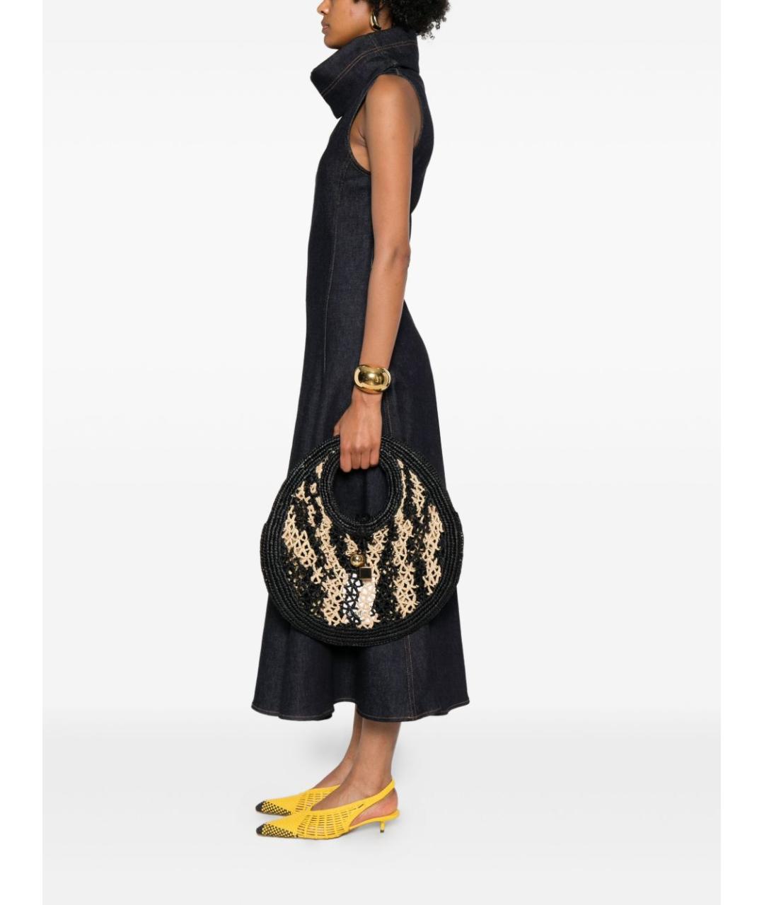 JACQUEMUS Черная пелетеная сумка тоут, фото 3