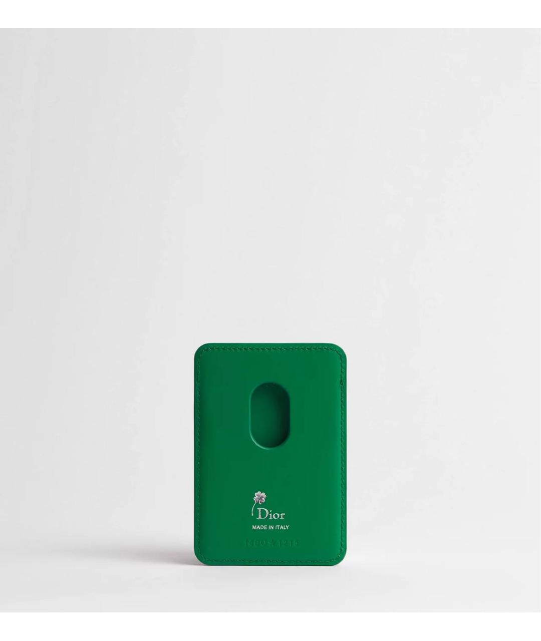 CHRISTIAN DIOR Зеленый кожаный кардхолдер, фото 2