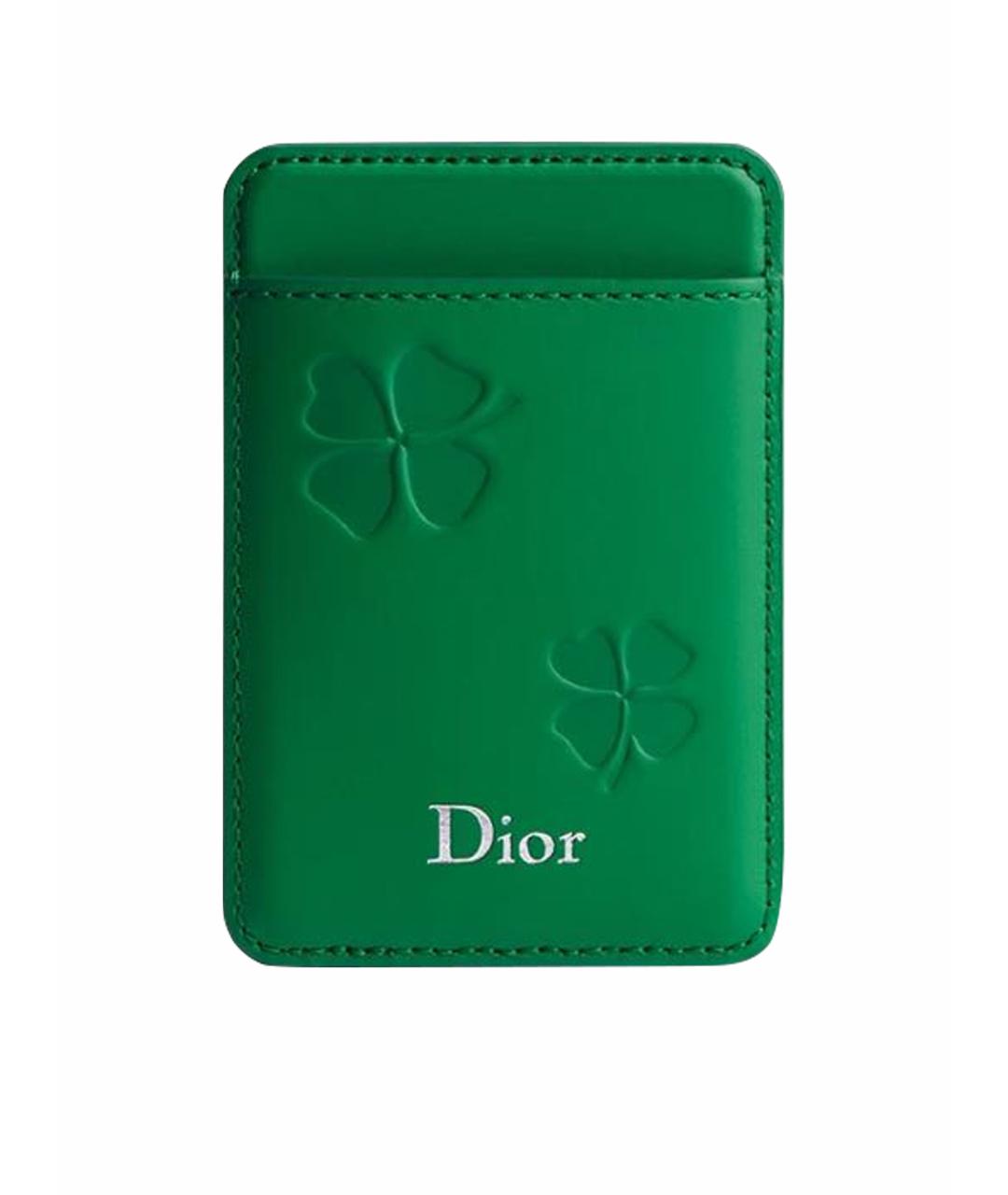 CHRISTIAN DIOR Зеленый кожаный кардхолдер, фото 1