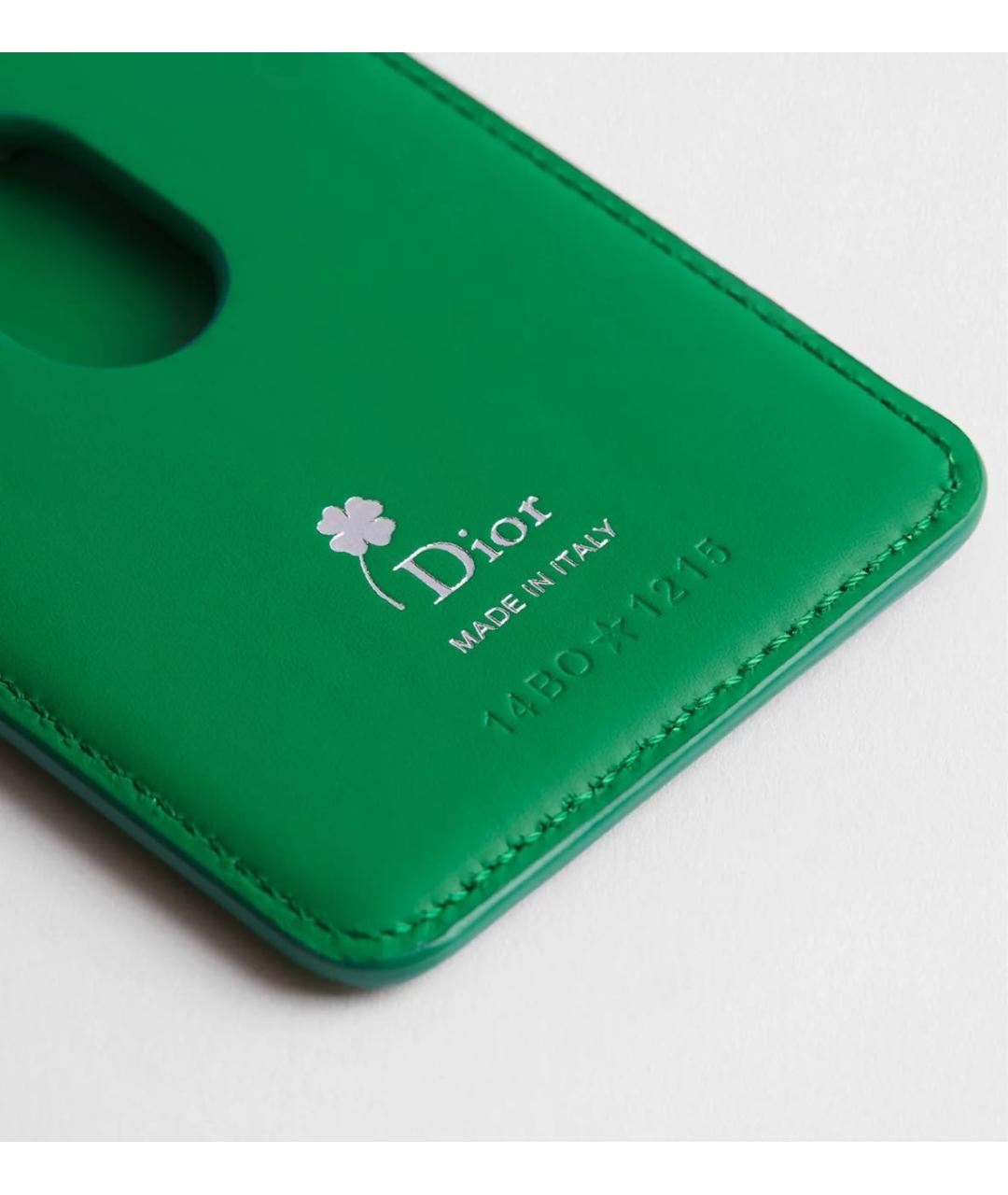 CHRISTIAN DIOR Зеленый кожаный кардхолдер, фото 4