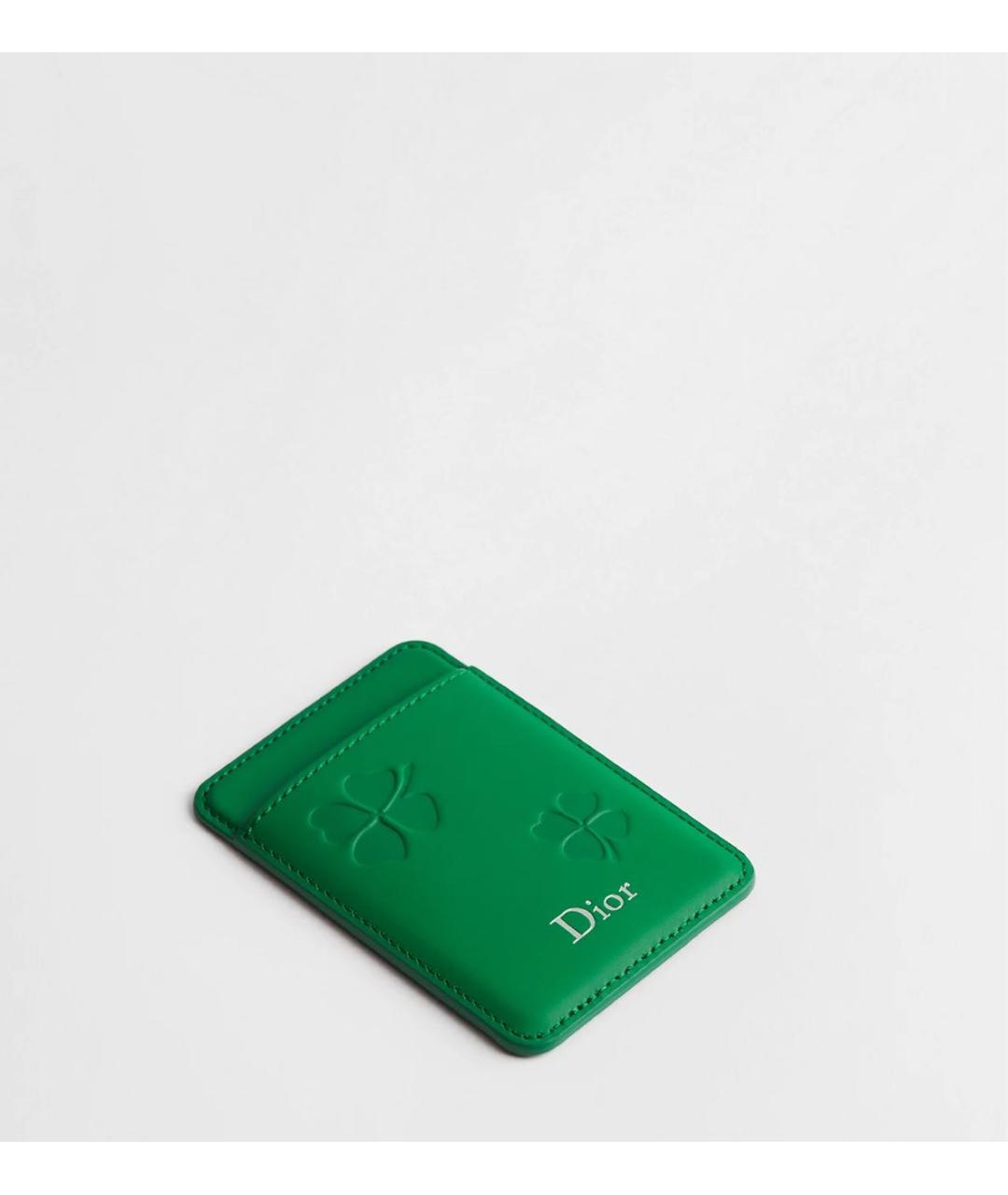 CHRISTIAN DIOR Зеленый кожаный кардхолдер, фото 3