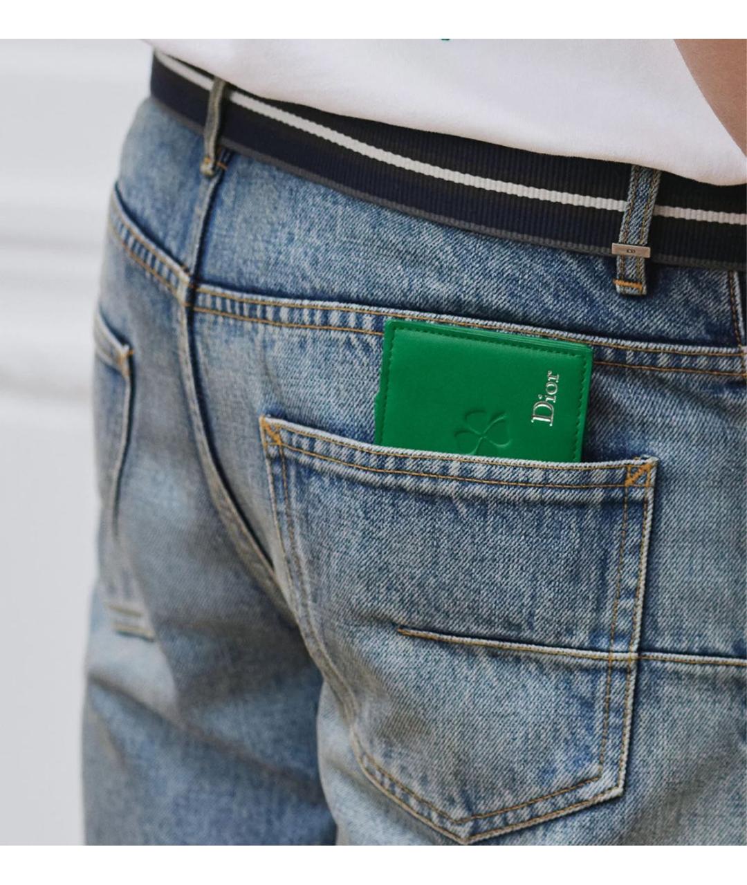 CHRISTIAN DIOR Зеленый кожаный кардхолдер, фото 2