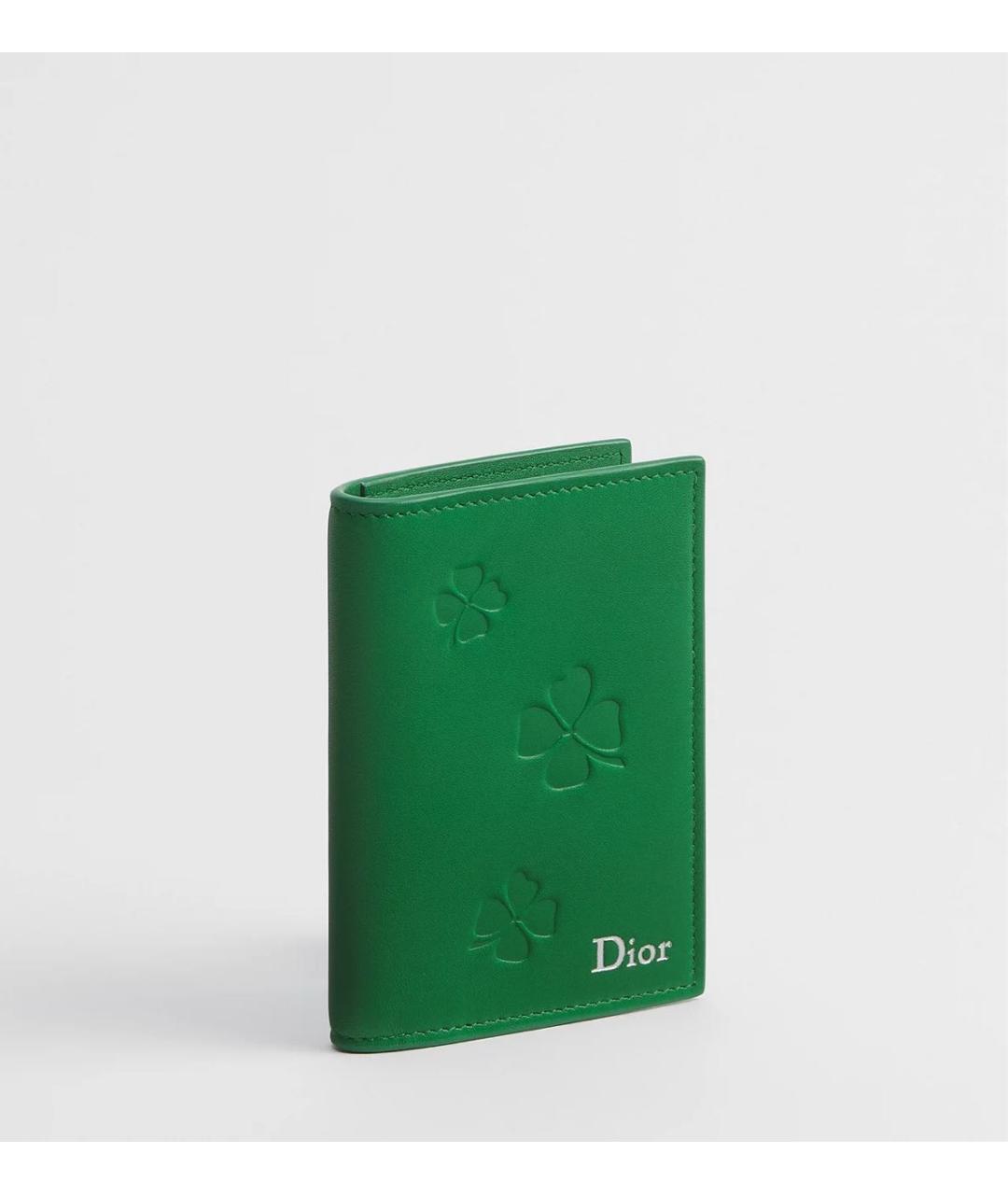 CHRISTIAN DIOR Зеленый кожаный кардхолдер, фото 3