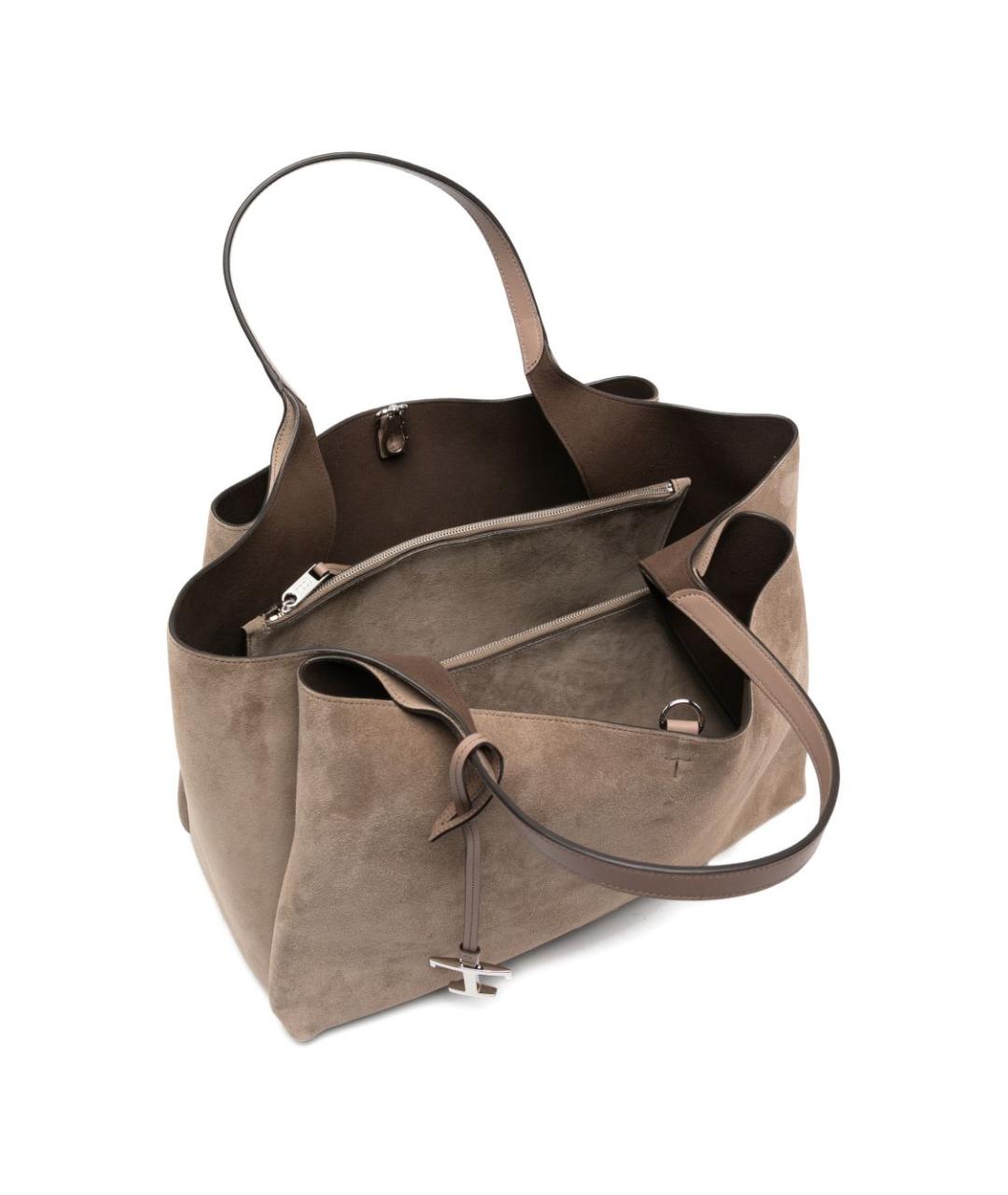 TOD'S Серая замшевая сумка тоут, фото 3