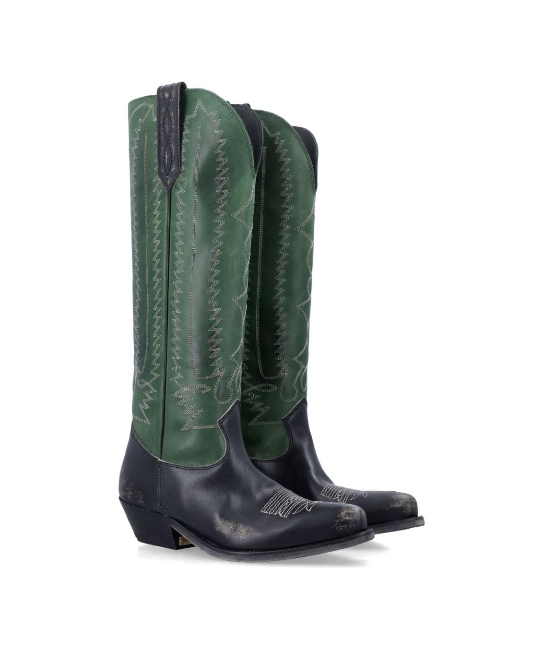 GOLDEN GOOSE DELUXE BRAND Зеленые кожаные сапоги, фото 3
