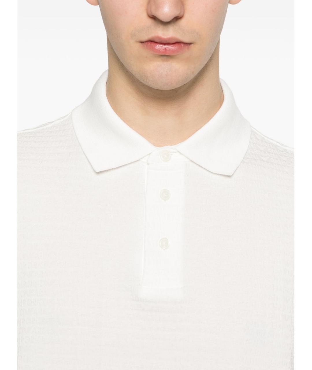 EMPORIO ARMANI Белое хлопковое поло с коротким рукавом, фото 4