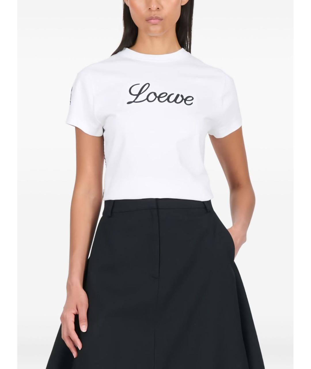 LOEWE Белая хлопковая футболка, фото 2