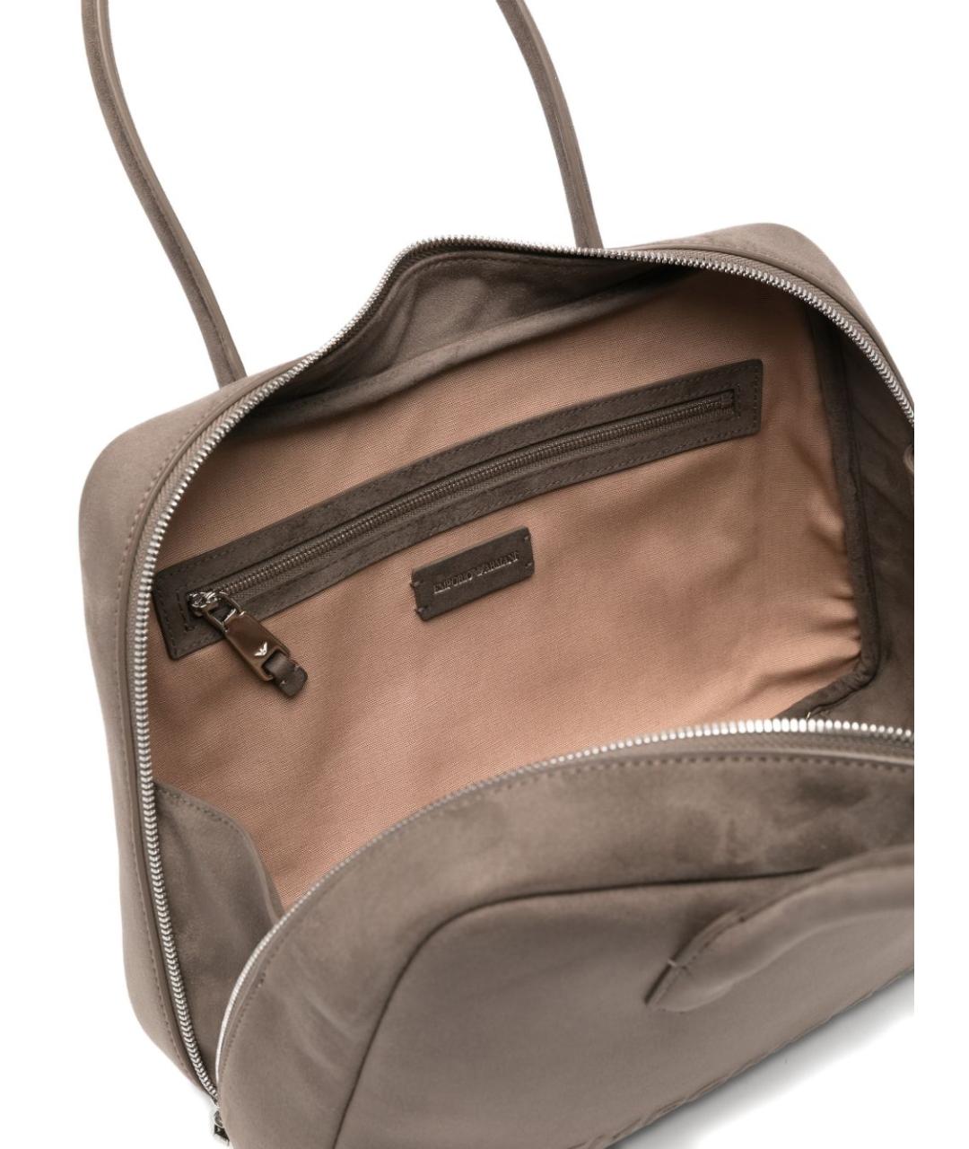 EMPORIO ARMANI Серая замшевая сумка тоут, фото 2