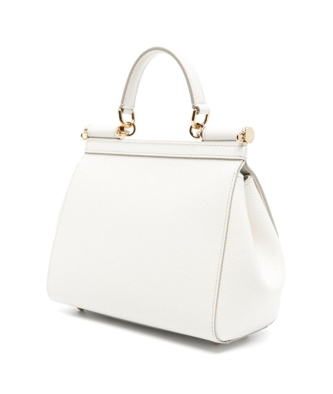DOLCE&GABBANA Белая кожаная сумка через плечо, фото 3