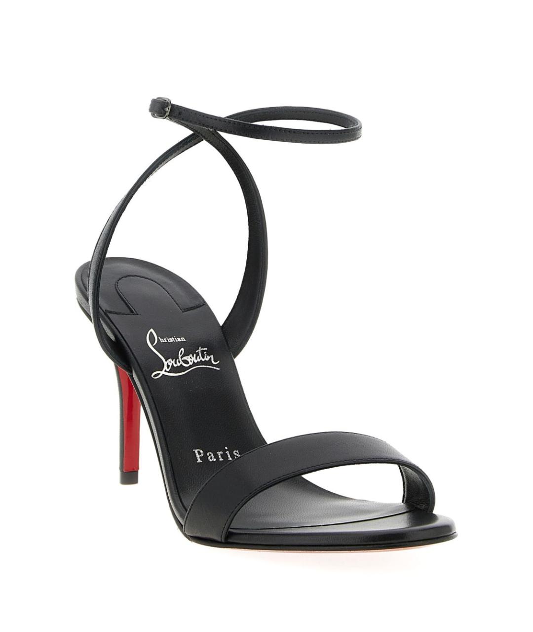 CHRISTIAN LOUBOUTIN Черные кожаные босоножки, фото 4