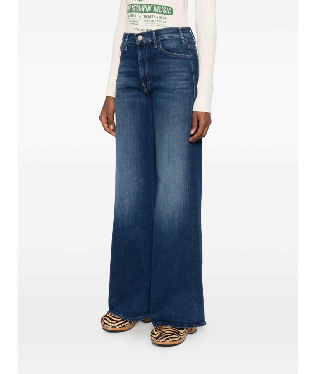 MOTHER Синие хлопковые прямые джинсы, фото 2