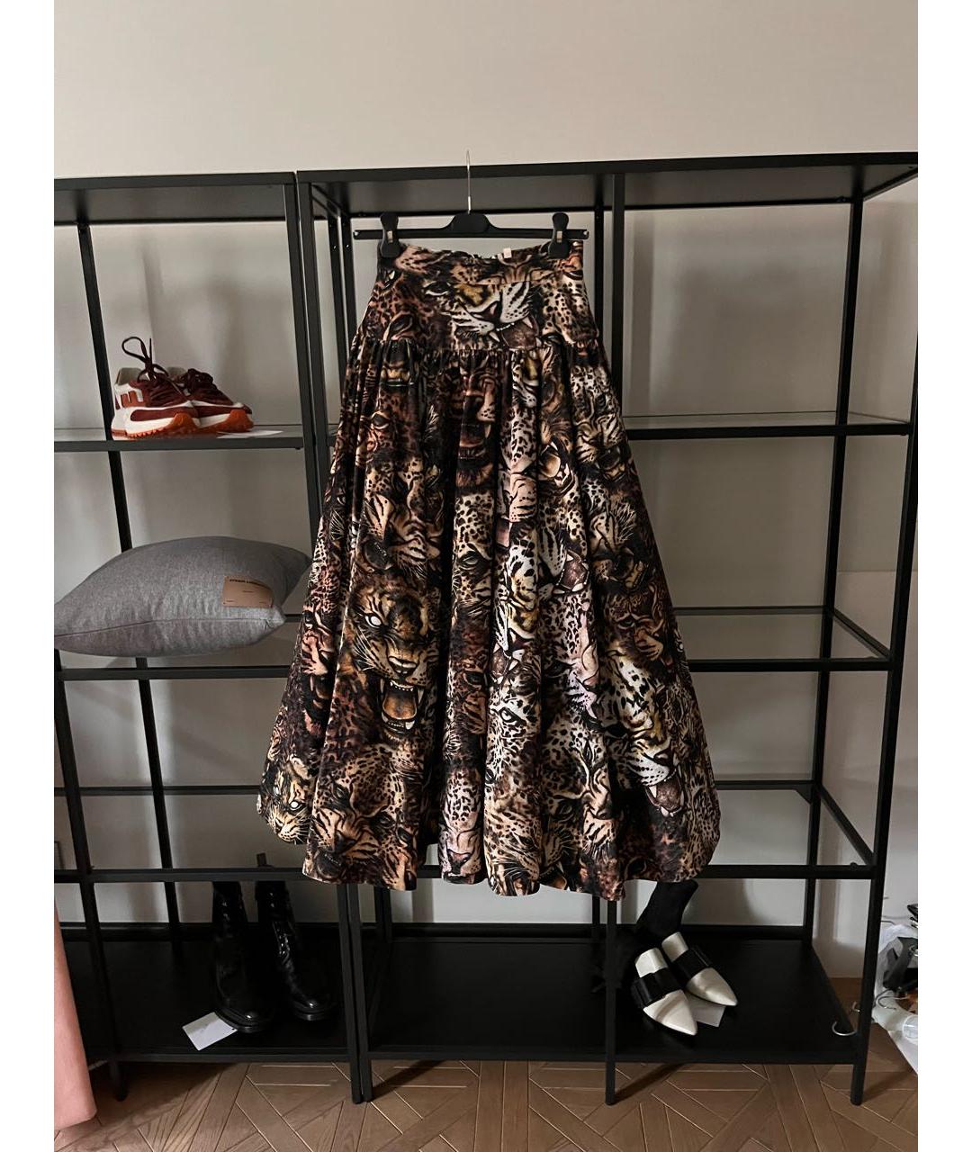 ROBERTO CAVALLI Коричневая полиэстеровая юбка макси, фото 4