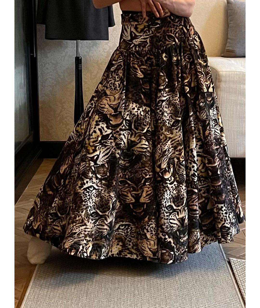 ROBERTO CAVALLI Коричневая полиэстеровая юбка макси, фото 3