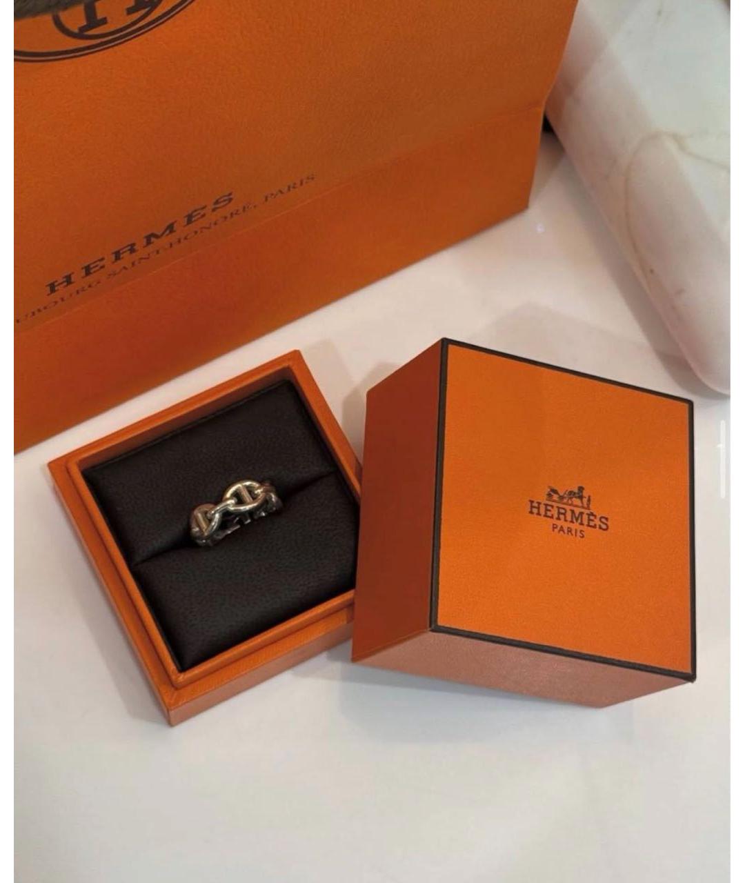 HERMES Белое серебряное кольцо, фото 2
