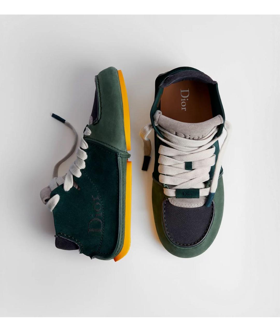CHRISTIAN DIOR Зеленые кожаные низкие ботинки, фото 4