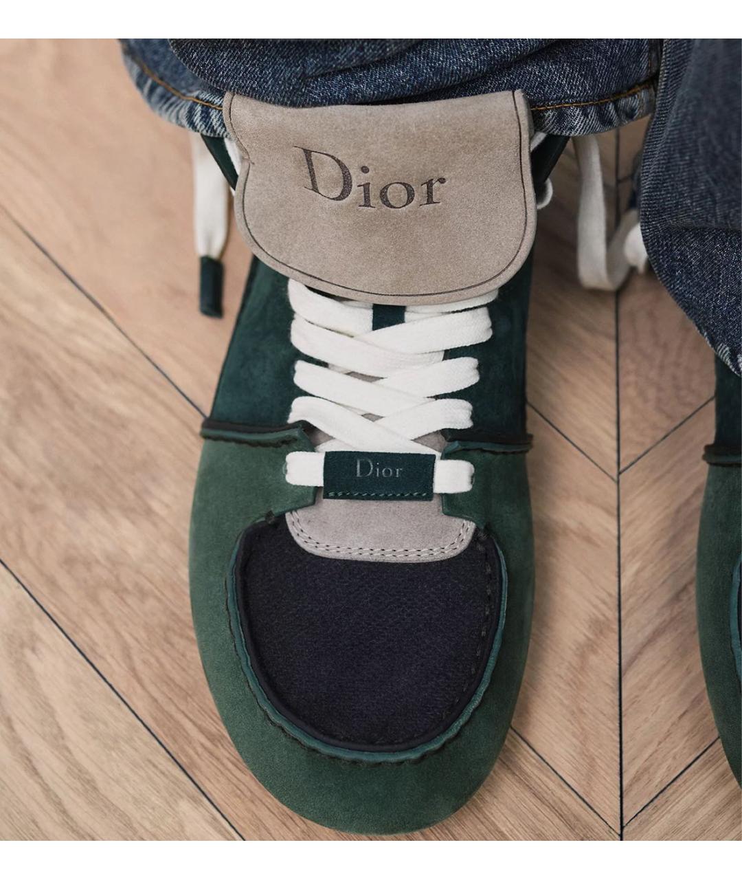 CHRISTIAN DIOR Зеленые кожаные низкие ботинки, фото 3