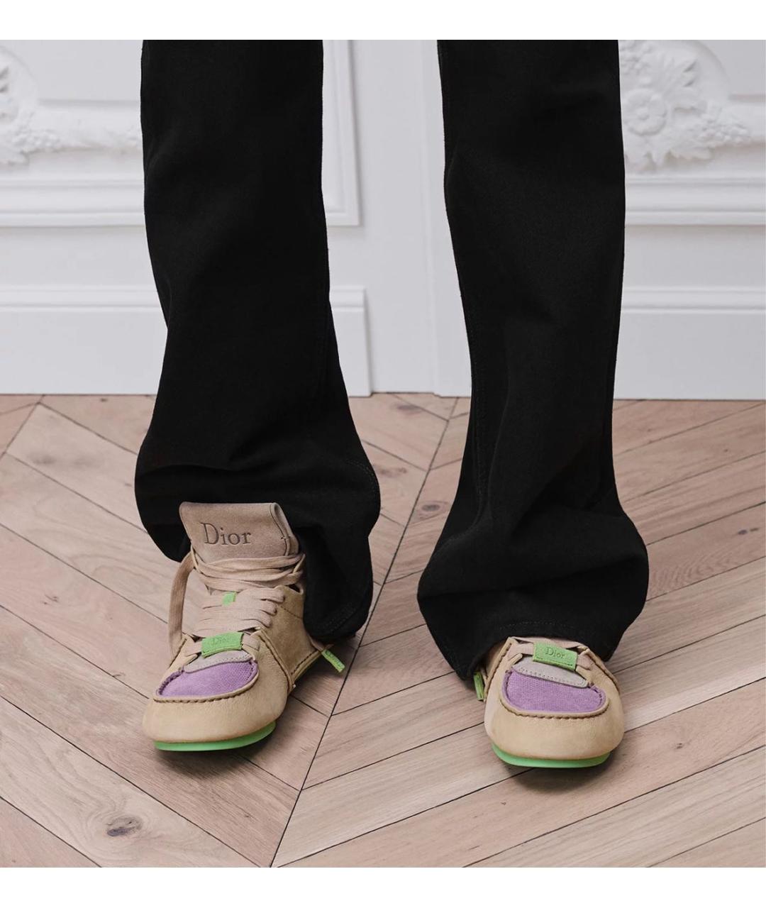 CHRISTIAN DIOR Бежевые кожаные низкие ботинки, фото 2