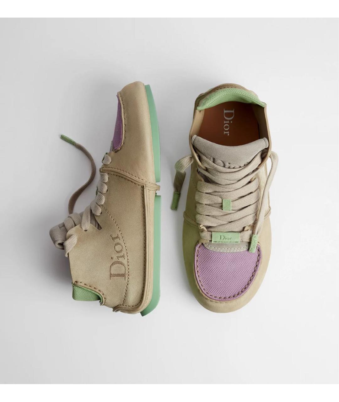 CHRISTIAN DIOR Бежевые кожаные низкие ботинки, фото 4