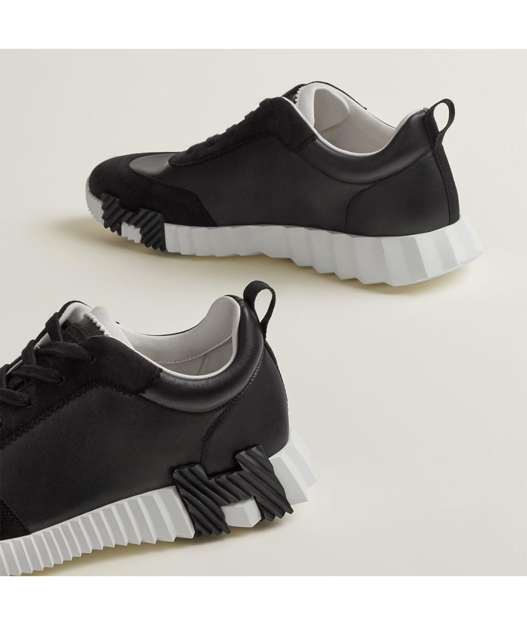 HERMES Черные кожаные низкие кроссовки / кеды, фото 6