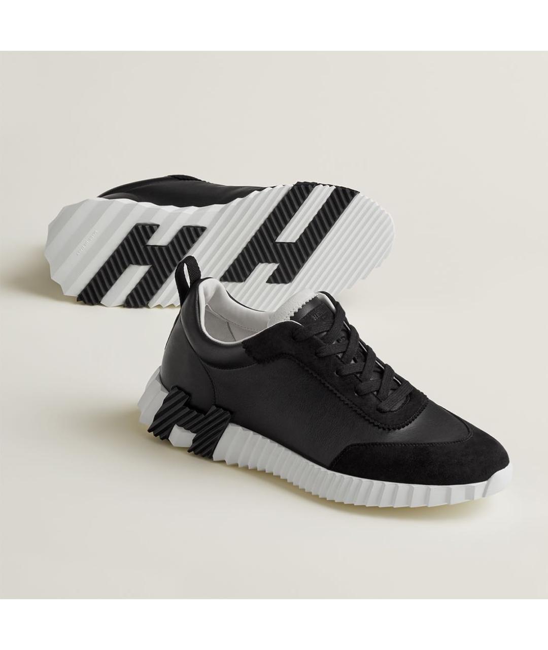 HERMES Черные кожаные низкие кроссовки / кеды, фото 2