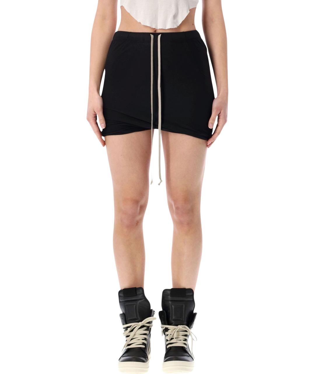 RICK OWENS DRKSHDW Черная хлопковая юбка-шорты, фото 1