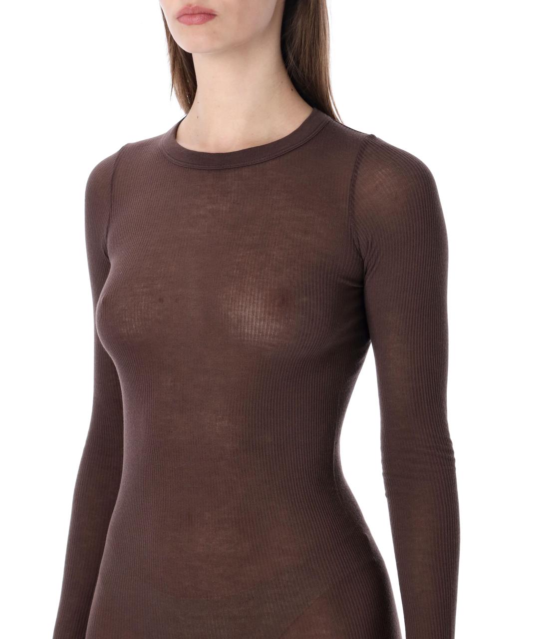 RICK OWENS Коричневое вискозное платье, фото 3