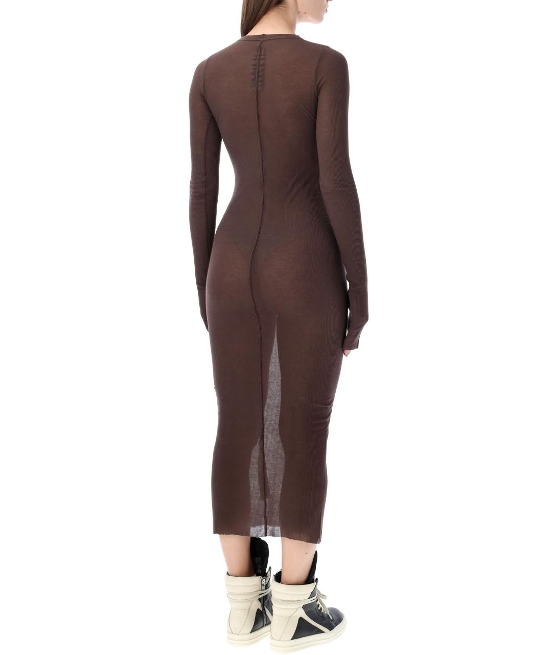 RICK OWENS Коричневое вискозное платье, фото 2