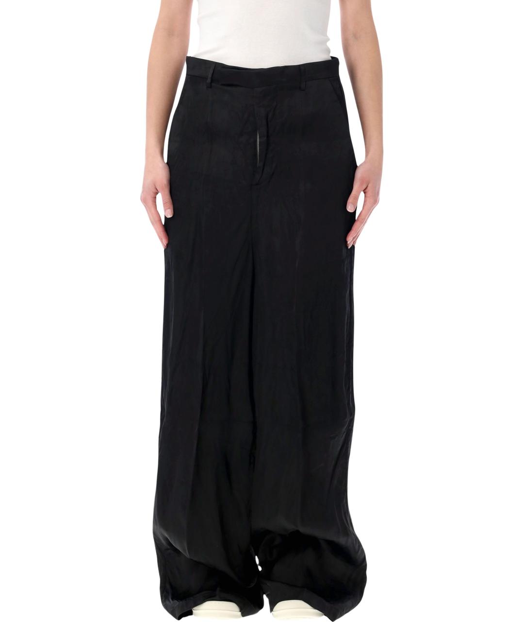 RICK OWENS Черные вискозные брюки широкие, фото 1