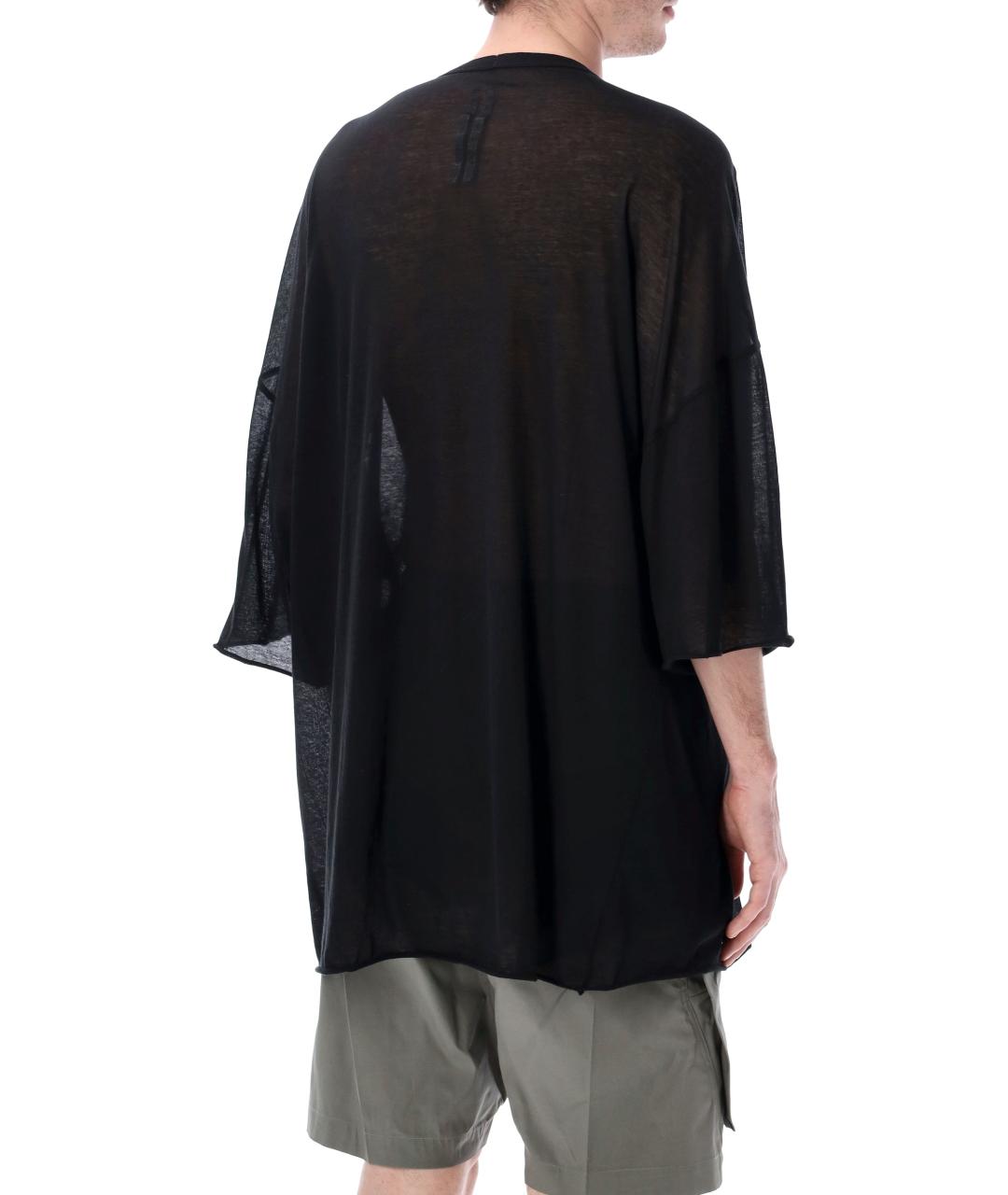 RICK OWENS Черная хлопковая футболка, фото 2