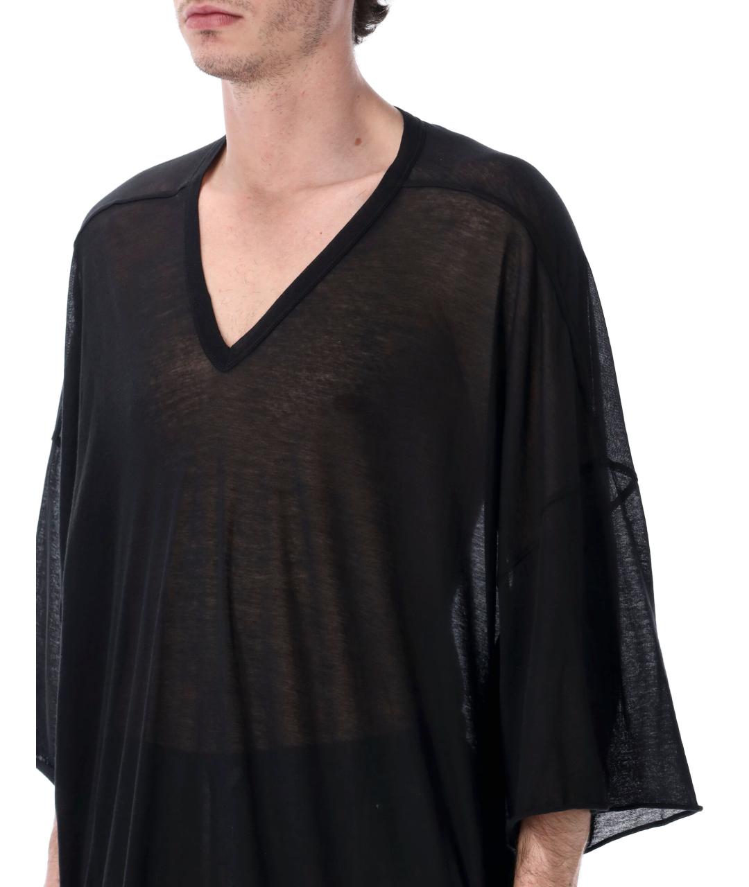 RICK OWENS Черная хлопковая футболка, фото 3