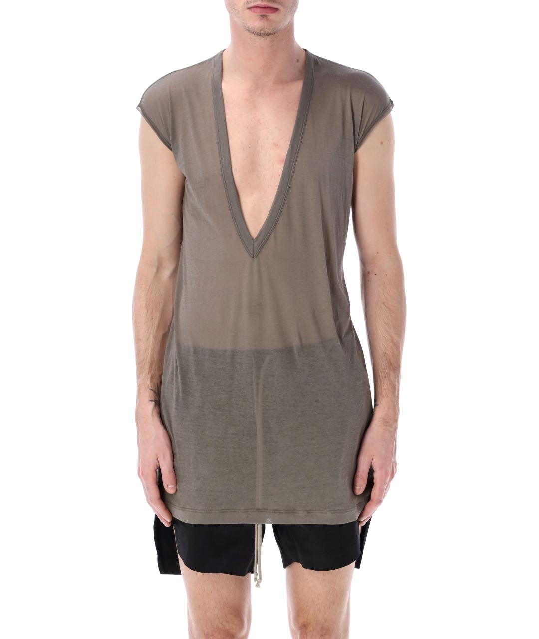 RICK OWENS Серая хлопковая футболка, фото 1