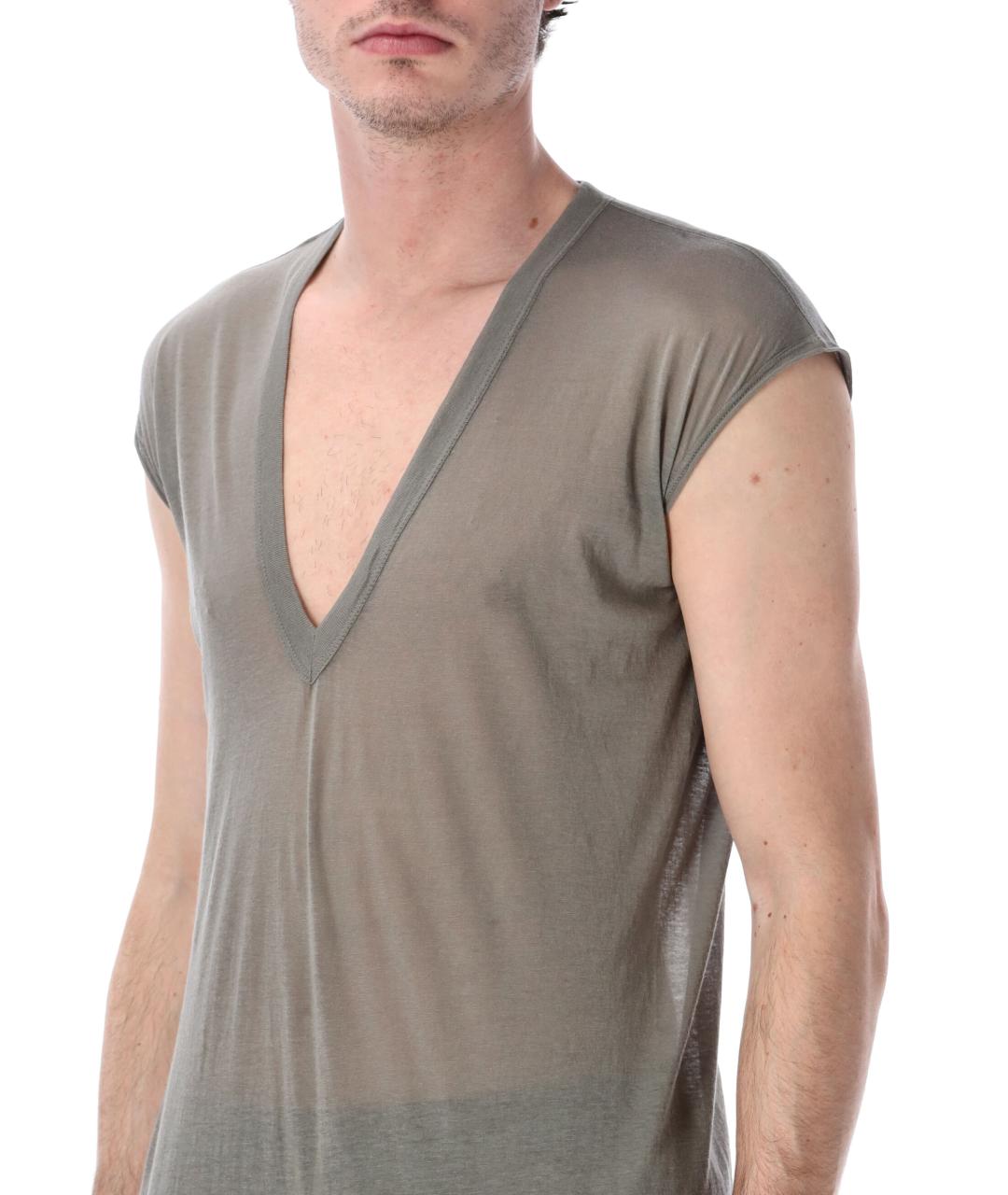 RICK OWENS Зеленая хлопковая футболка, фото 3