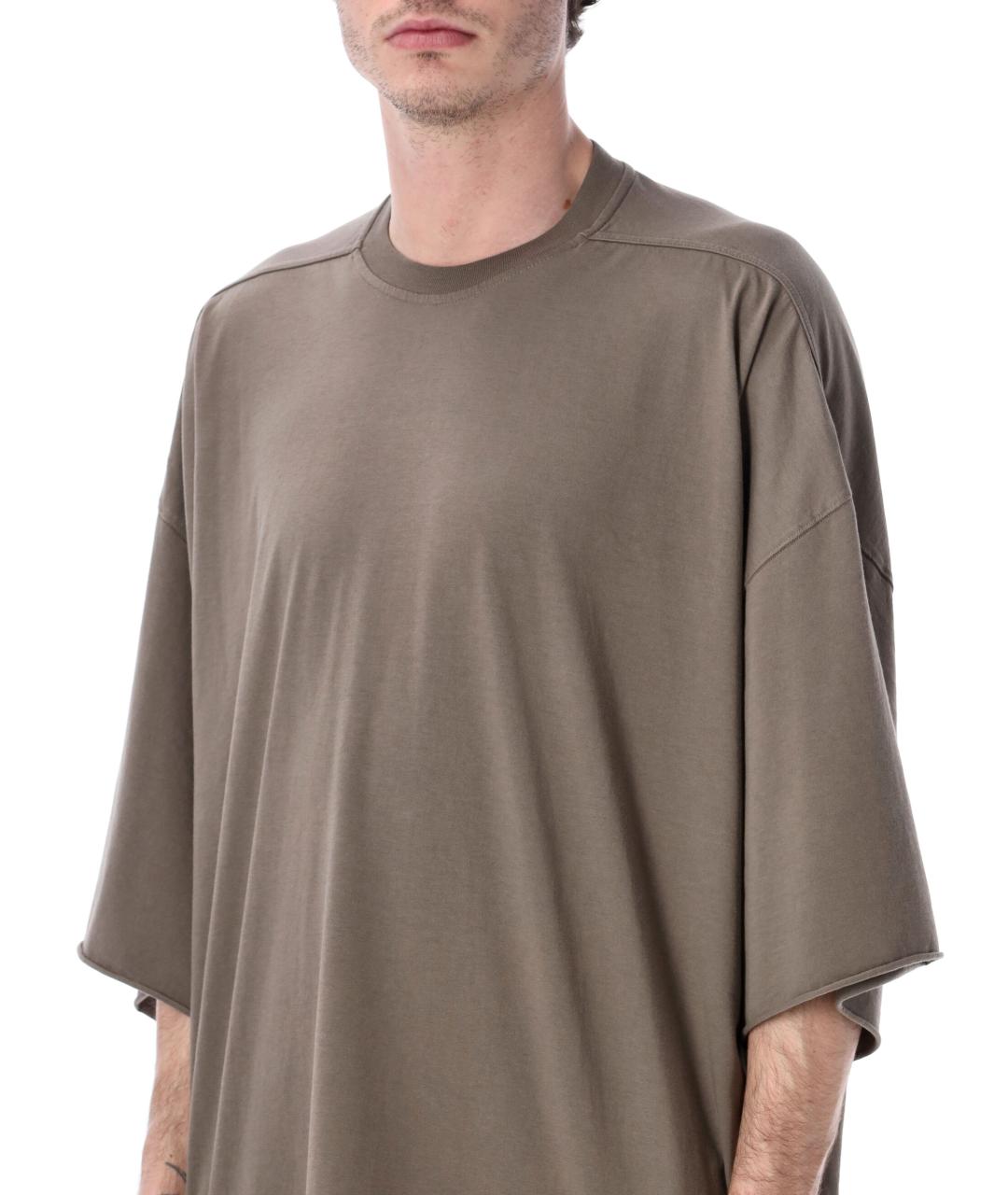 RICK OWENS Коричневая хлопковая футболка, фото 3