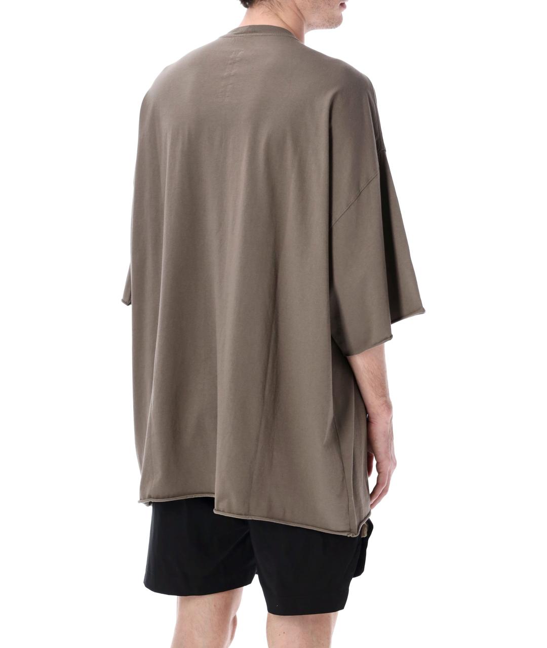 RICK OWENS Коричневая хлопковая футболка, фото 2