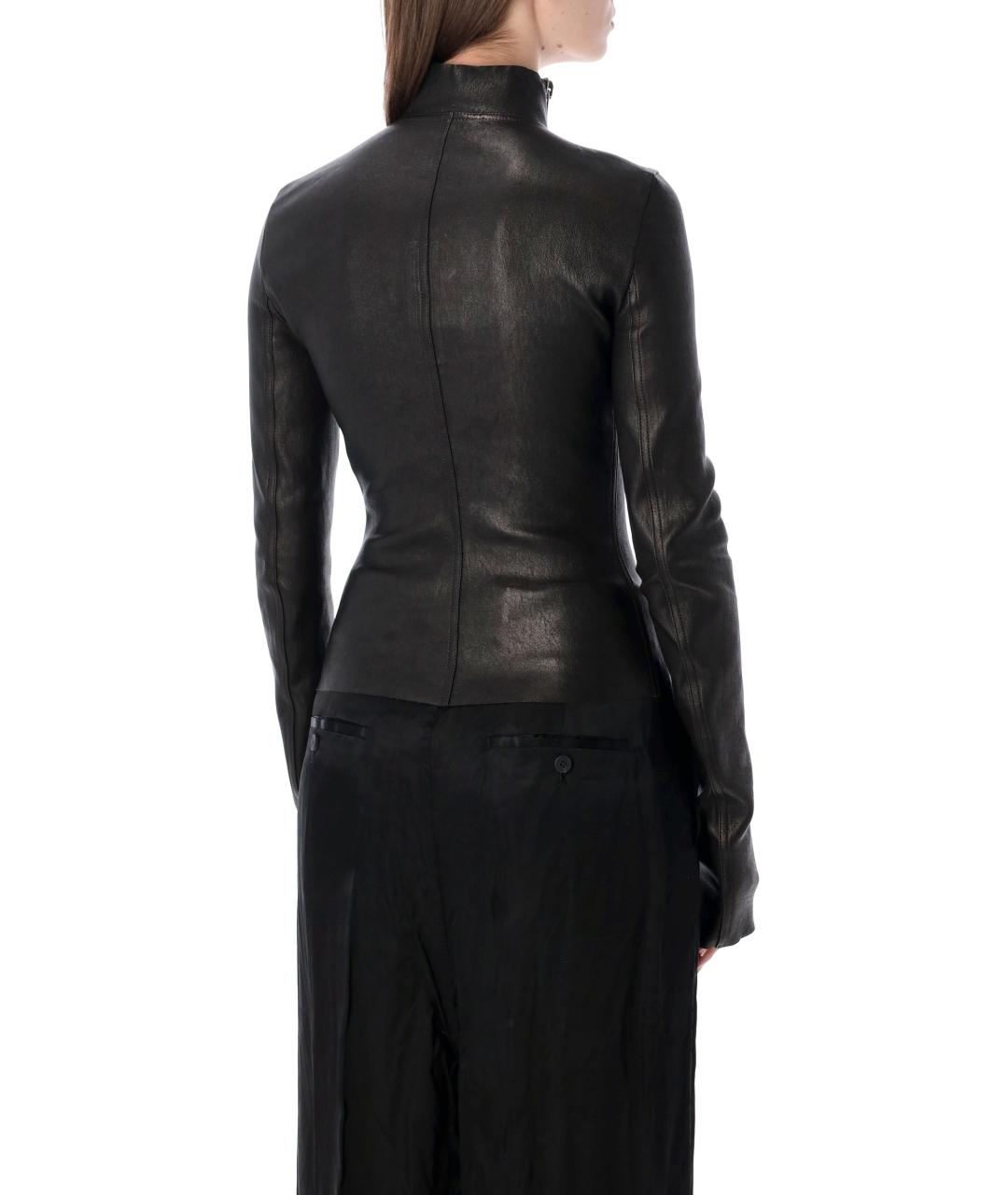 RICK OWENS Черная кожаная куртка, фото 2