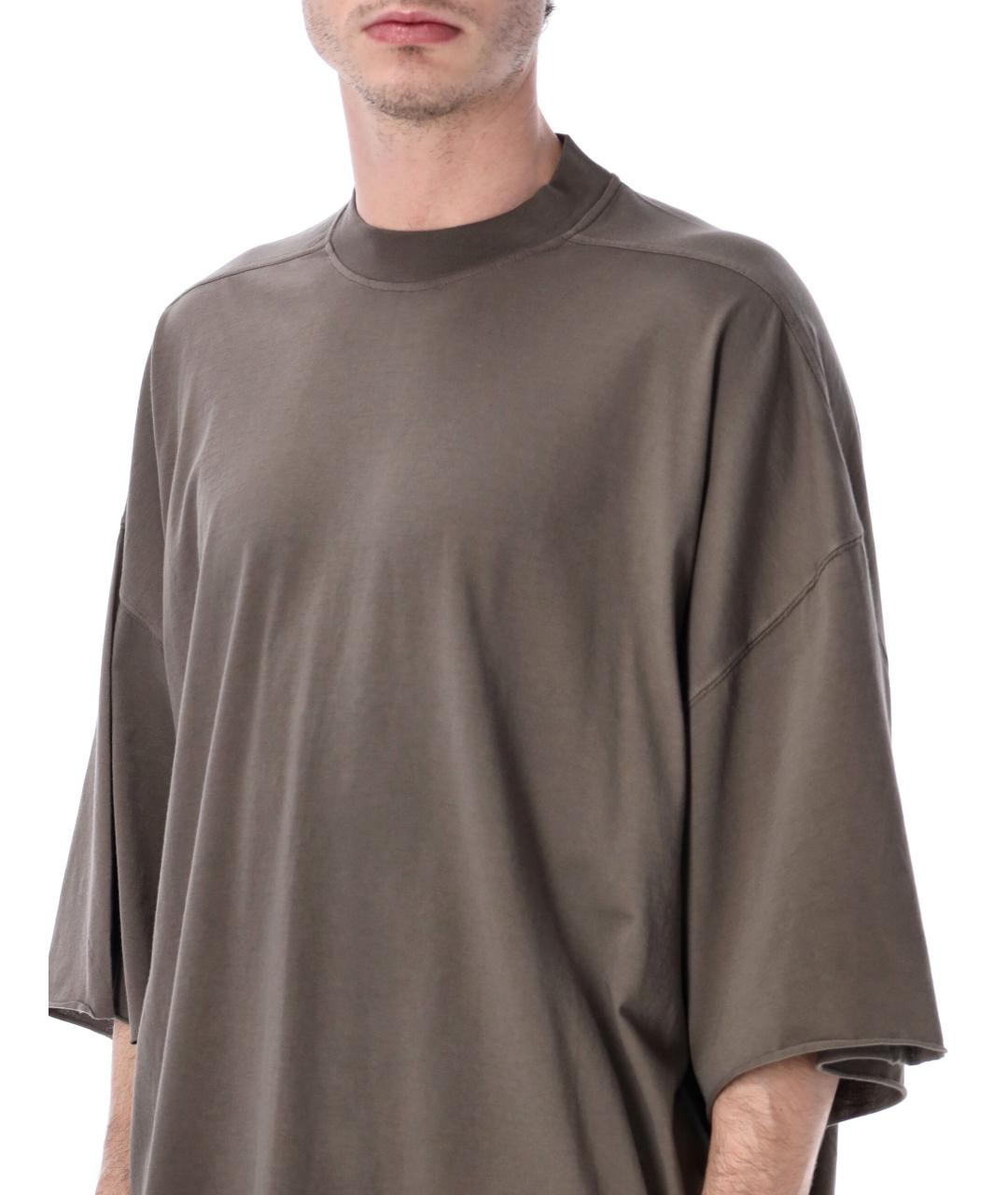 RICK OWENS DRKSHDW Коричневая хлопковая футболка, фото 3