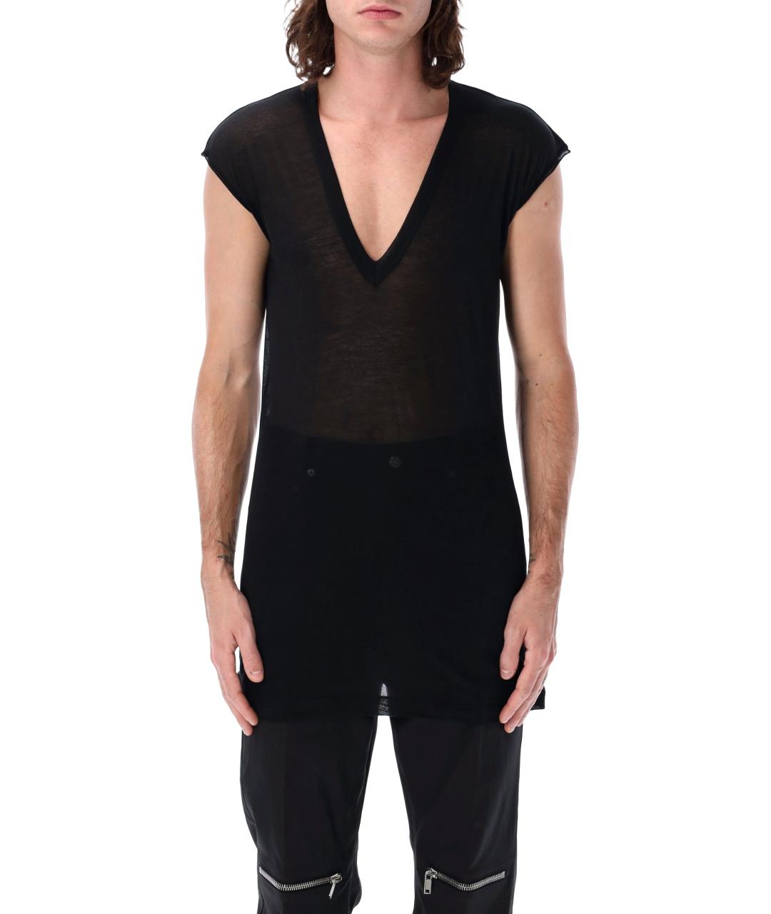 RICK OWENS Черная хлопковая футболка, фото 1