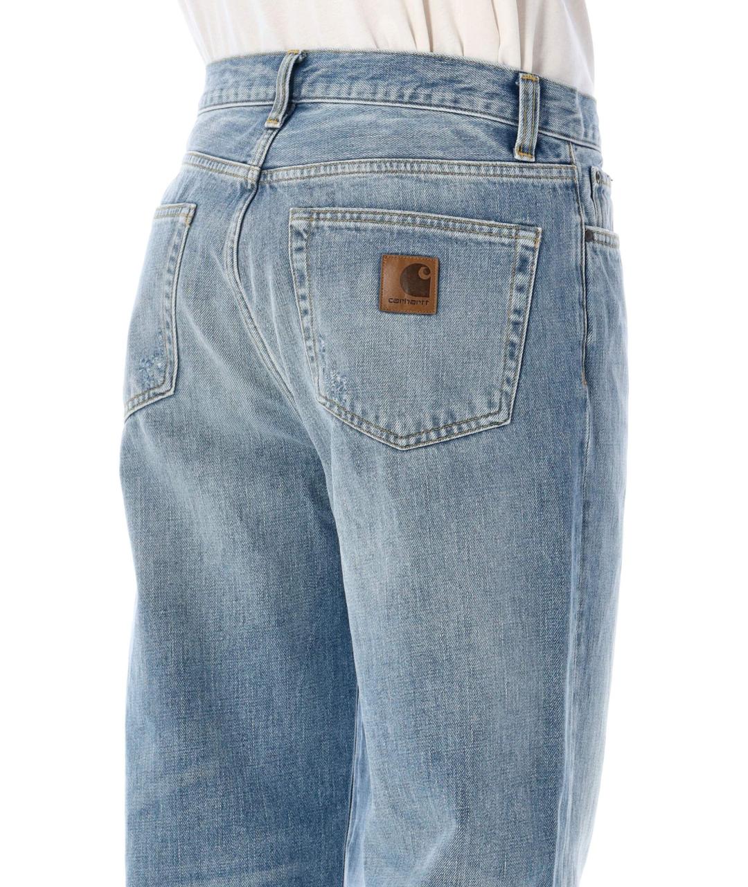 CARHARTT WIP Голубые хлопковые прямые джинсы, фото 3