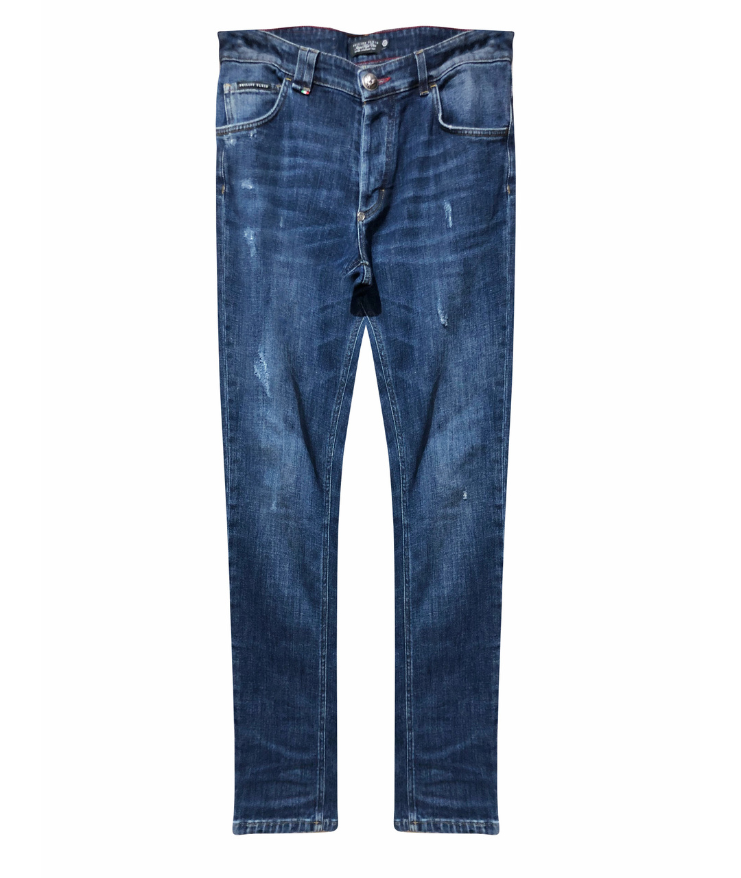 PHILIPP PLEIN Синие хлопко-эластановые джинсы, фото 1