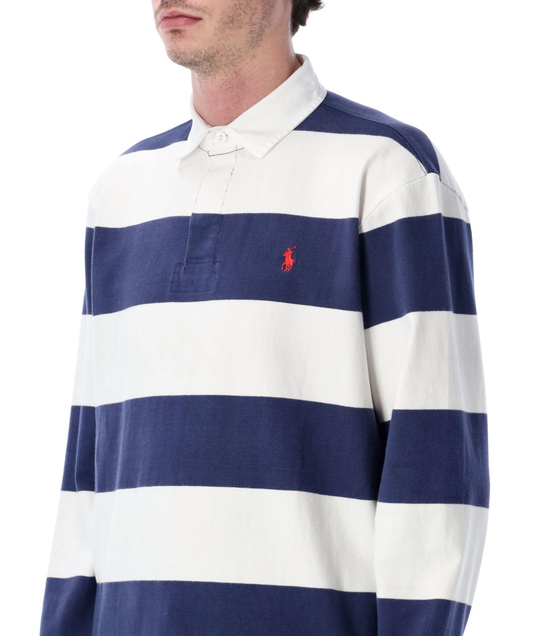 POLO RALPH LAUREN Мульти хлопковое поло с длинным рукавом, фото 4